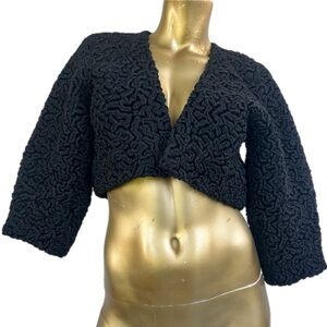 Custom Vintage Persian Curly hair lamb cropped bolero style evening jacket